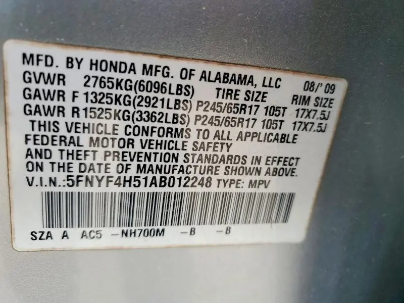 2010 HONDA PILOT   