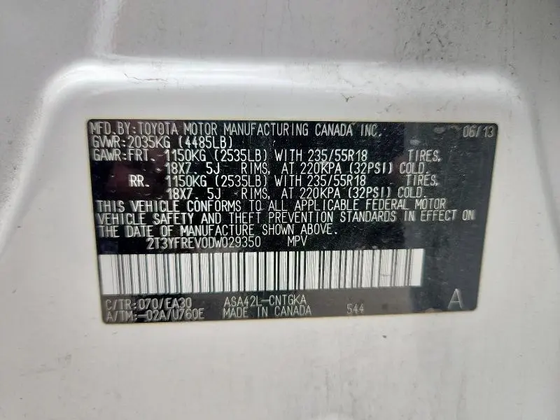 2013 TOYOTA RAV4 LIMITED  