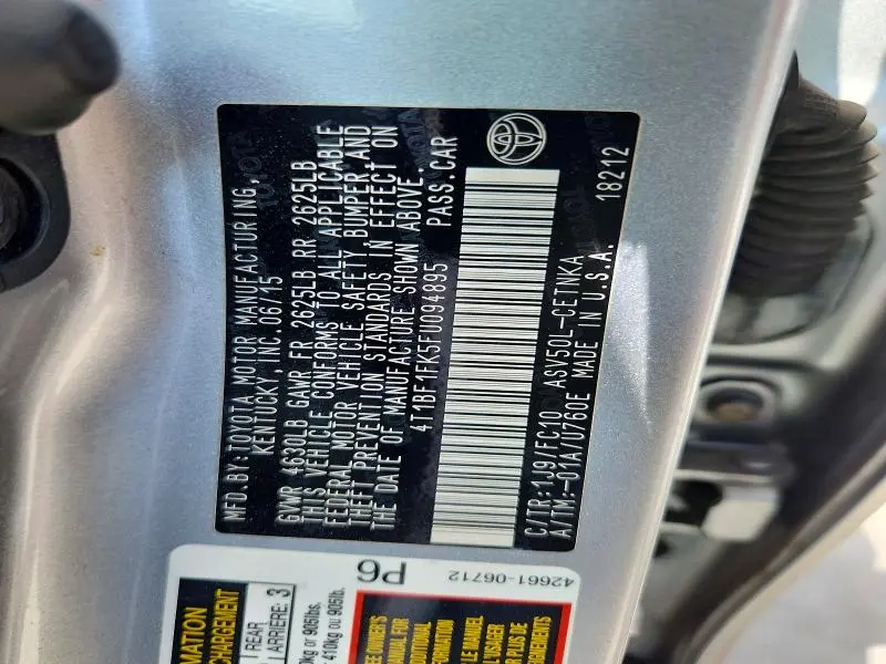2015 TOYOTA CAMRY LE  