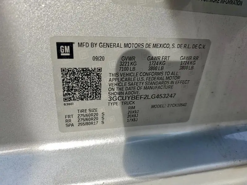 2020 CHEVROLET SILVERADO K1500 CUSTOM  