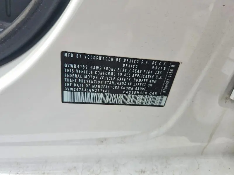 2016 VOLKSWAGEN JETTA S  