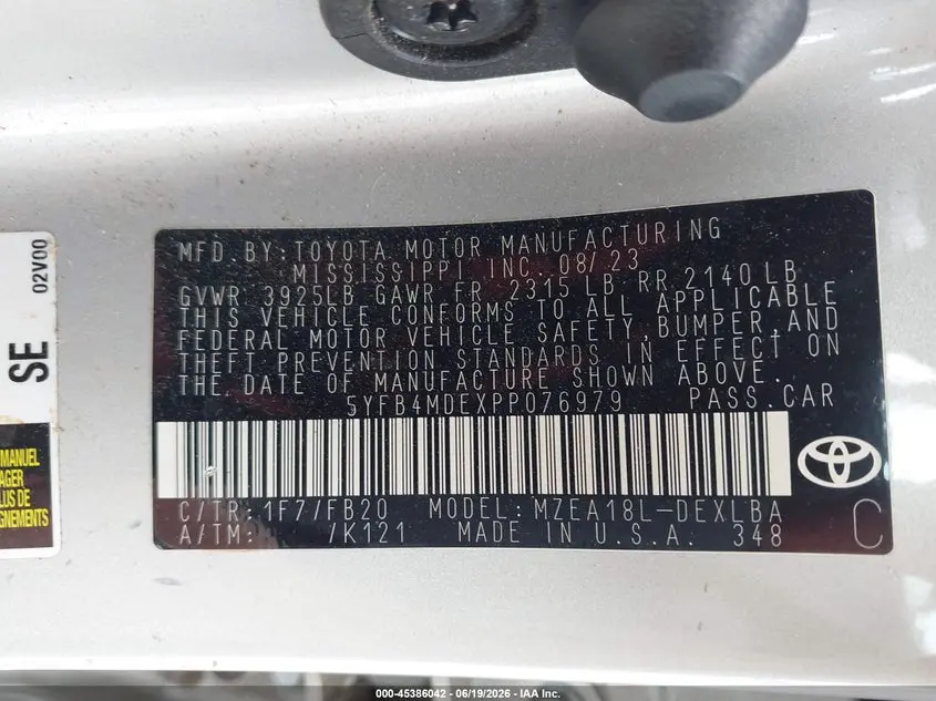 2023 TOYOTA COROLLA LE