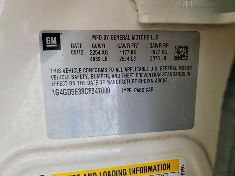 2012 BUICK LACROSSE PREMIUM  