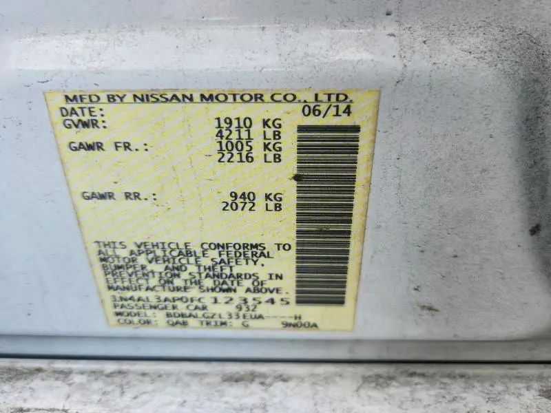 2015 NISSAN ALTIMA 2.5 S  