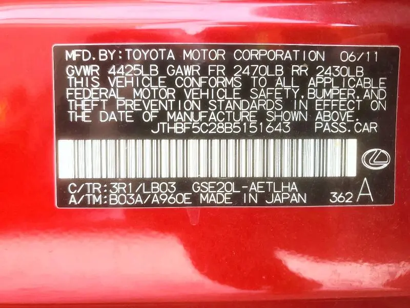 2011 LEXUS IS 250  