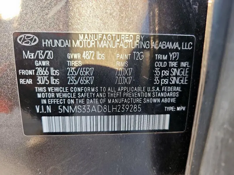 2020 HYUNDAI SANTA FE SEL  