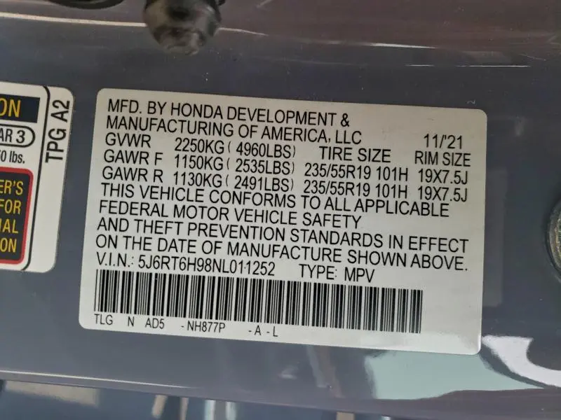 2022 HONDA CR-V TOURING  