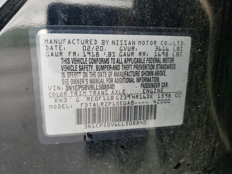 2020 NISSAN KICKS S  