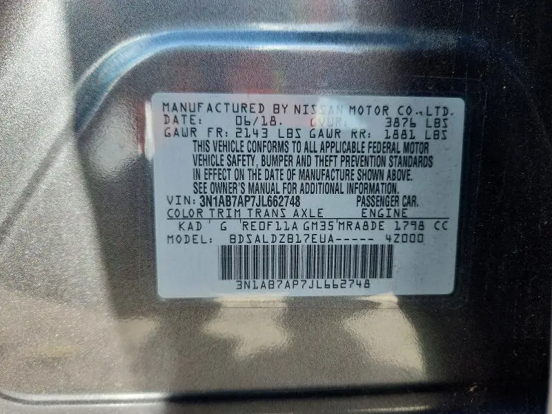 2018 NISSAN SENTRA SV  
