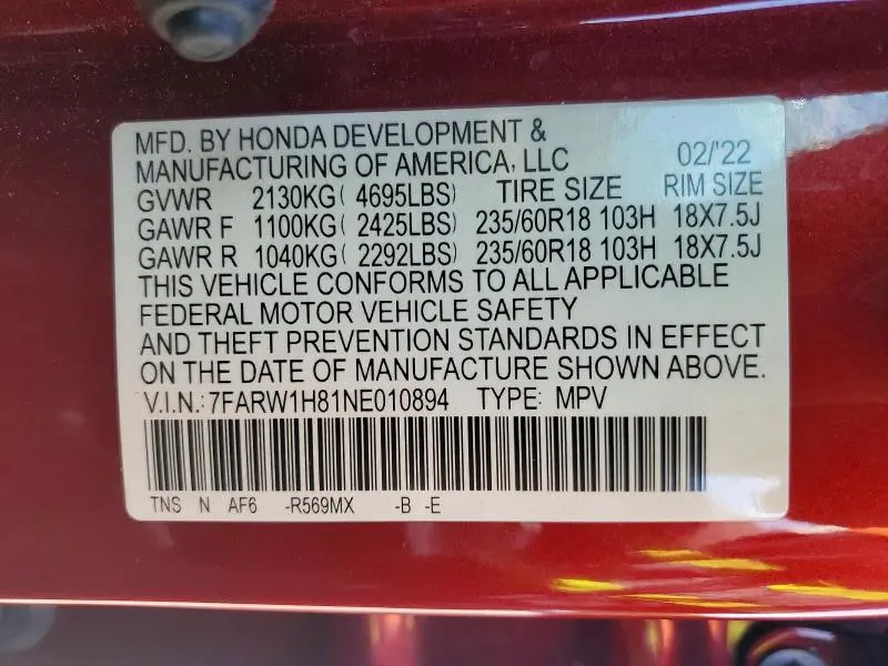 2022 HONDA CR-V EXL  