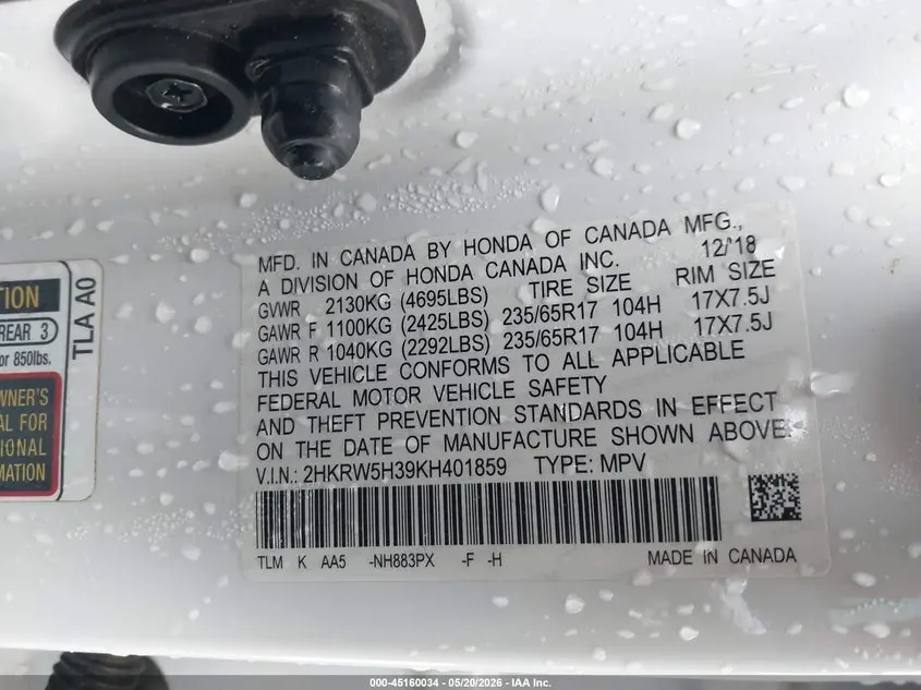 2019 HONDA CR-V LX