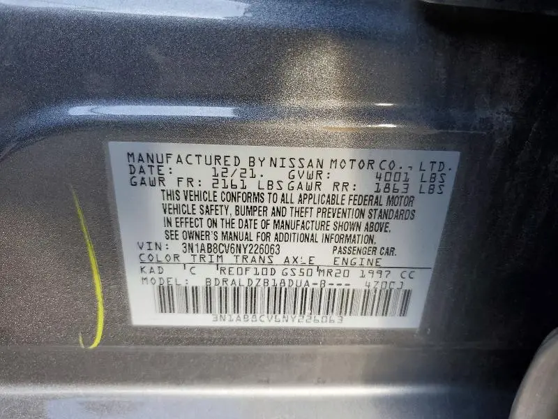2022 NISSAN SENTRA SV  