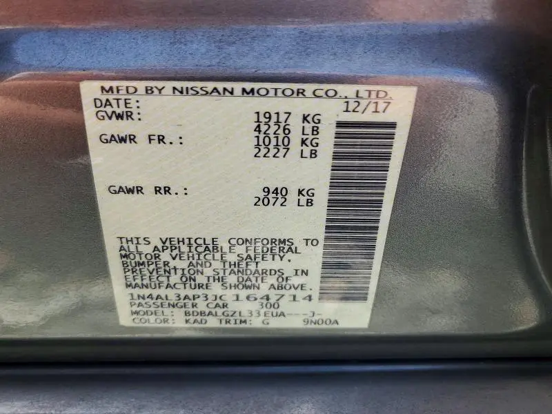 2018 NISSAN ALTIMA 2.5 S  