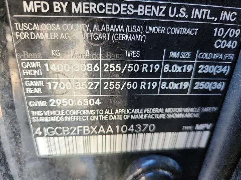 2010 MERCEDES-BENZ R 350 BLUETEC  