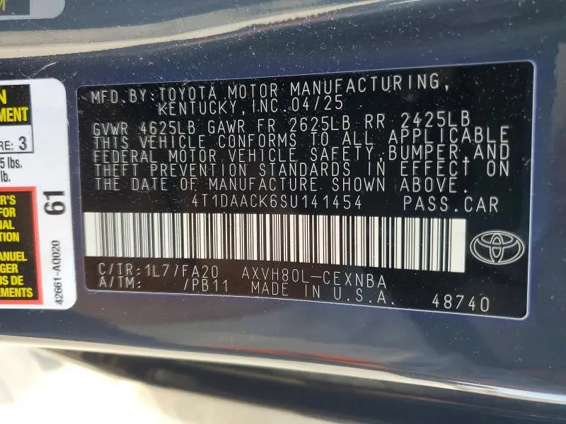 2025 TOYOTA CAMRY LE  