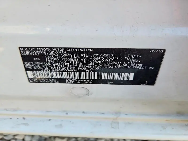 2010 TOYOTA RAV4 BASE