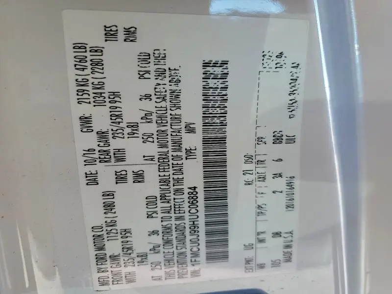 2017 FORD ESCAPE TITANIUM  