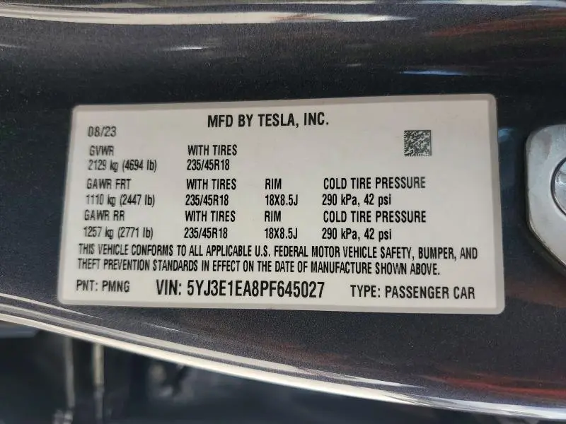 2023 TESLA MODEL 3   