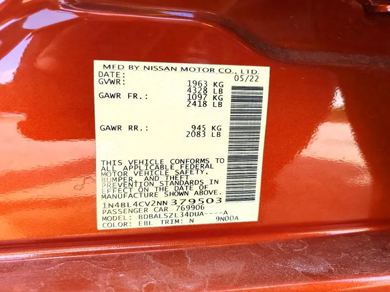 2022 NISSAN ALTIMA SR  