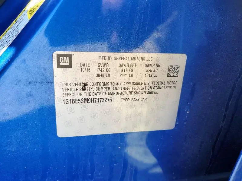 2017 CHEVROLET CRUZE LT  