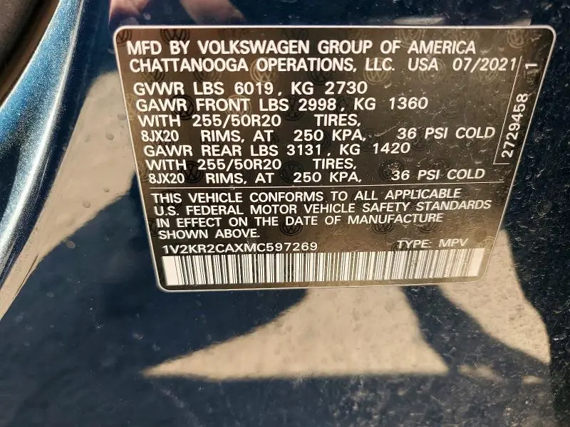 2021 VOLKSWAGEN ATLAS SE  