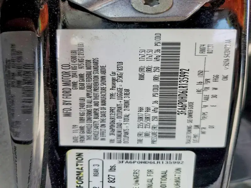 2020 FORD FUSION SE  