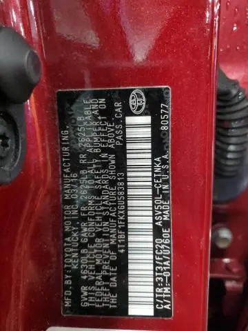 2016 TOYOTA CAMRY LE  