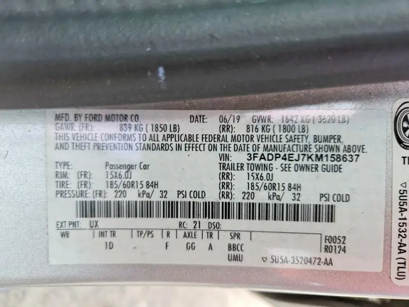 2019 FORD FIESTA SE  