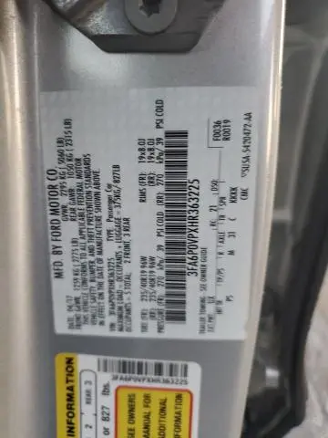 2017 FORD FUSION SPORT  