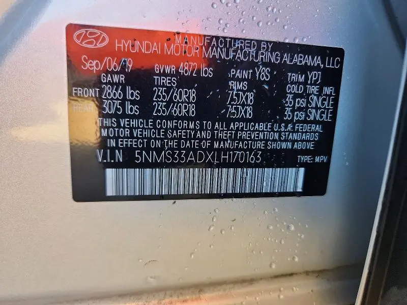 2020 HYUNDAI SANTA FE SEL  