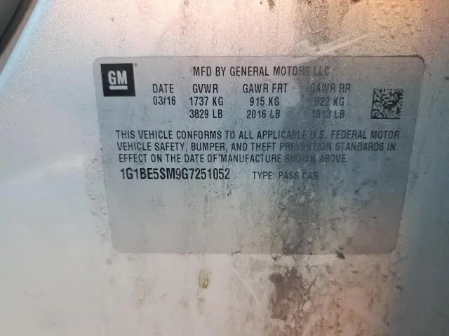 2016 CHEVROLET CRUZE LT  