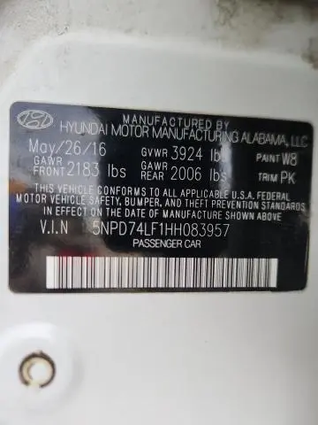 2017 HYUNDAI ELANTRA SE  