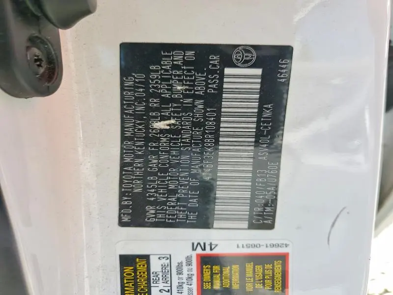 2011 TOYOTA CAMRY LE  
