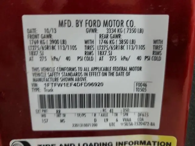 2013 FORD F150 SUPERCREW  