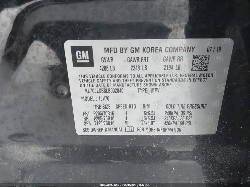 2020 CHEVROLET TRAX FWD LT