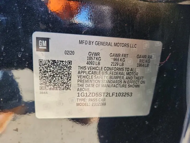 2020 CHEVROLET MALIBU LT  