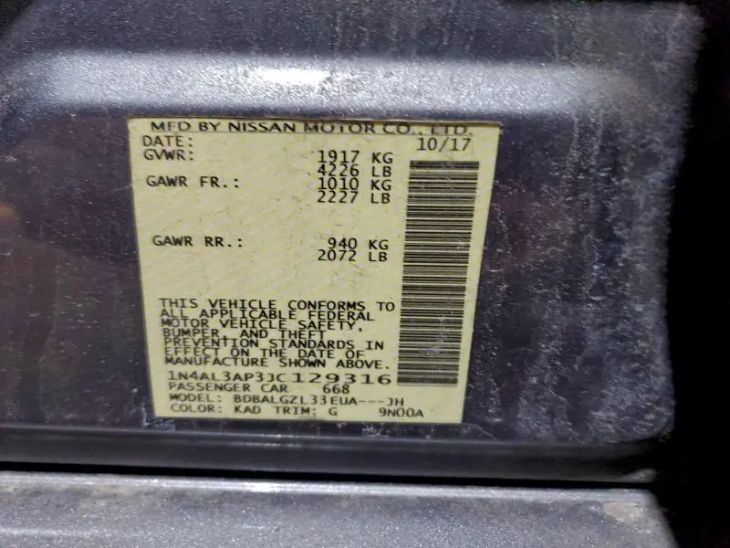 2018 NISSAN ALTIMA 2.5  