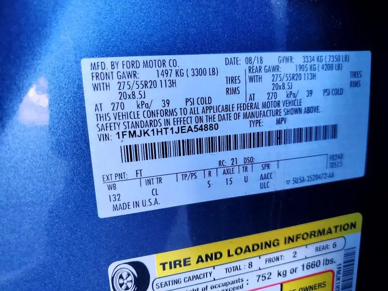 2018 FORD EXPEDITION MAX XLT  