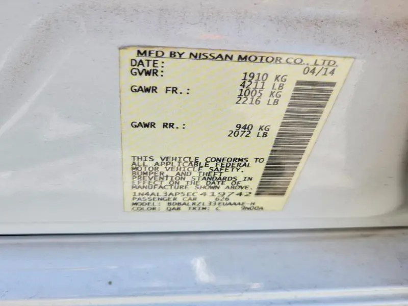 2014 NISSAN ALTIMA 2.5 S  