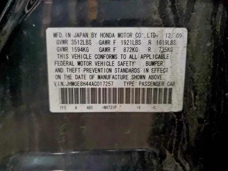 2010 HONDA FIT SPORT  