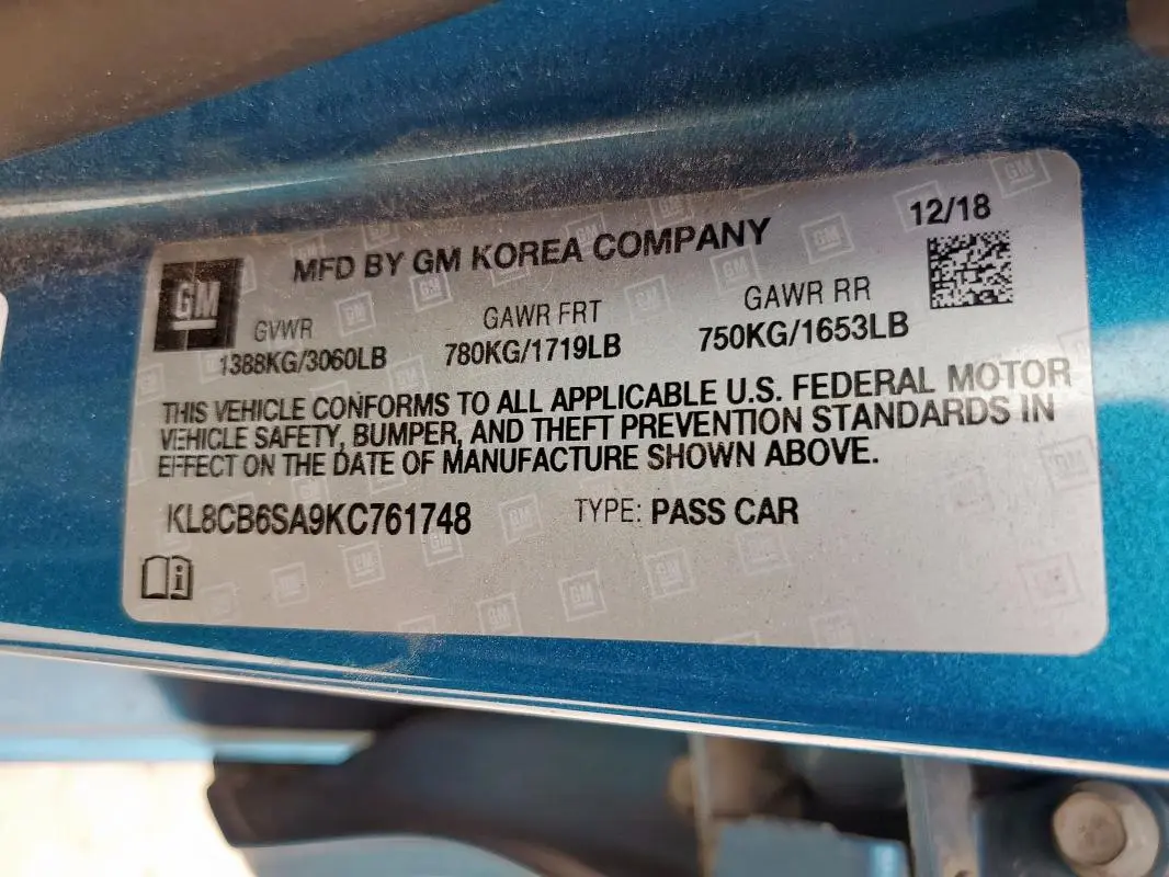 2019 CHEVROLET SPARK LS