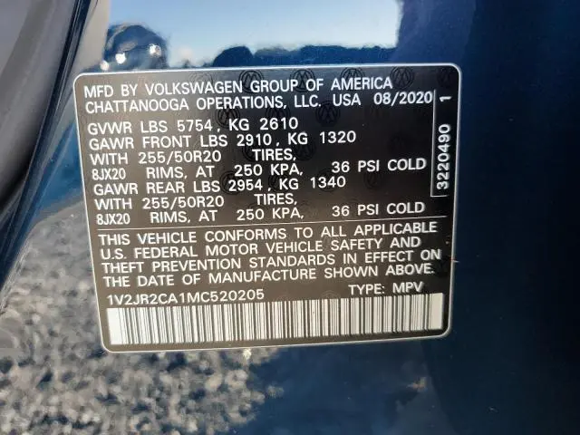 2021 VOLKSWAGEN ATLAS SE