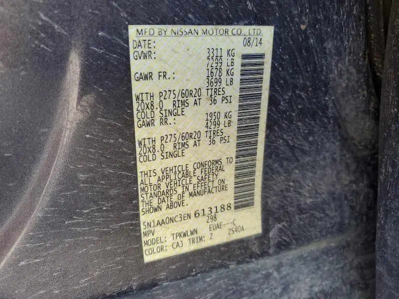 2014 NISSAN ARMADA PLATINUM  