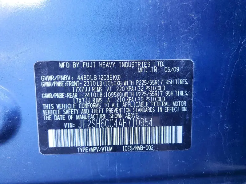 2010 SUBARU FORESTER 2.5X PREMIUM  