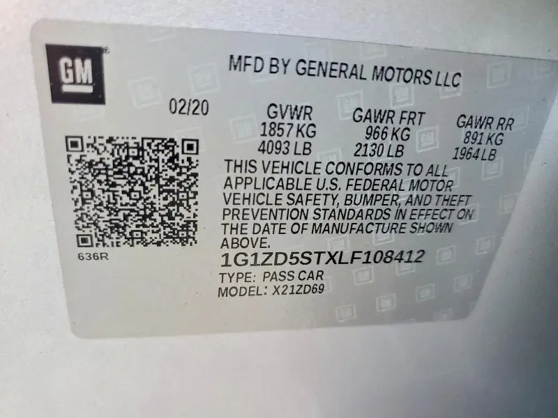 2020 CHEVROLET MALIBU LT  