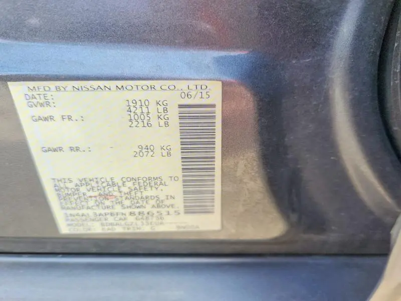 2015 NISSAN ALTIMA 2.5 S  