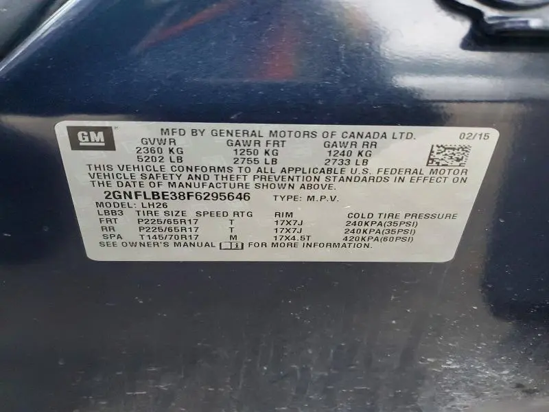 2015 CHEVROLET EQUINOX LT  