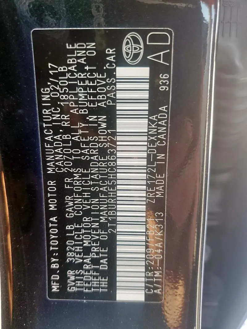 2017 TOYOTA COROLLA L  