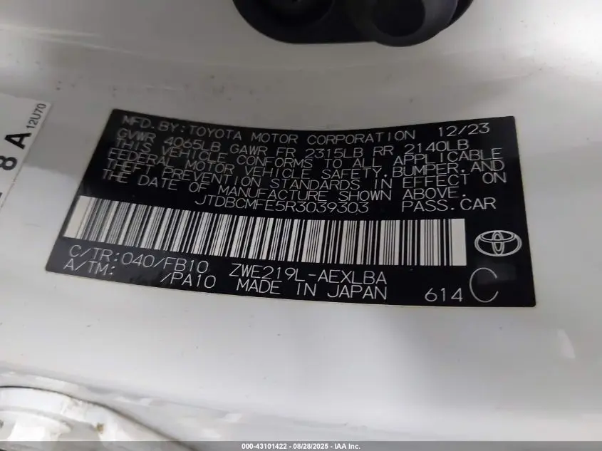 2024 TOYOTA COROLLA HYBRID LE