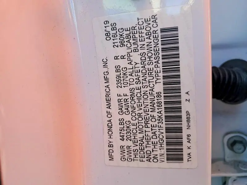 2019 HONDA ACCORD SPORT  